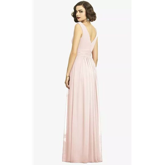 Dessy Collection 2894 SZ 14 Sleeveless  Chiffon Maxi Dress Blush Pink - Picture 2 of 6